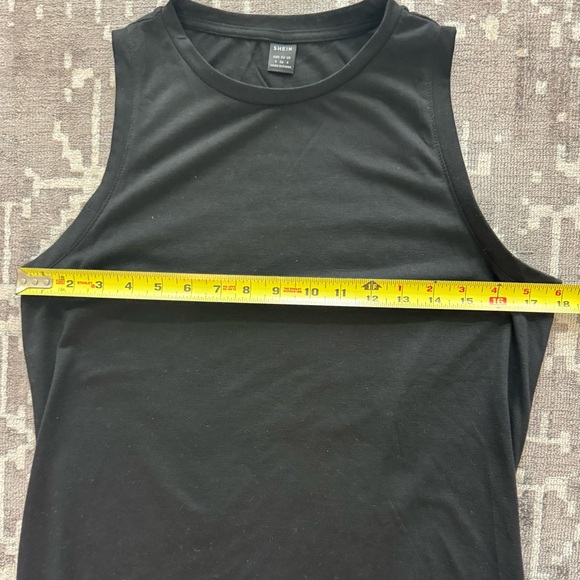 SHEIN Classic Black Sleeveless Dress Curved Hem - Coverup casual sexy - Picture 4 of 10